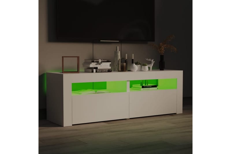 TV-bänk med LED-belysning vit 120x35x40 cm - Vit - Möbler - Tv möbel & mediamöbel - TV bänk & mediabänk