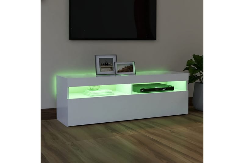 TV-bänk med LED-belysning vit 120x35x40 cm - Vit - Möbler - Tv möbel & mediamöbel - TV bänk & mediabänk
