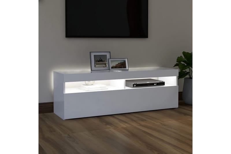 TV-bänk med LED-belysning vit 120x35x40 cm - Vit - Möbler - Tv möbel & mediamöbel - TV bänk & mediabänk