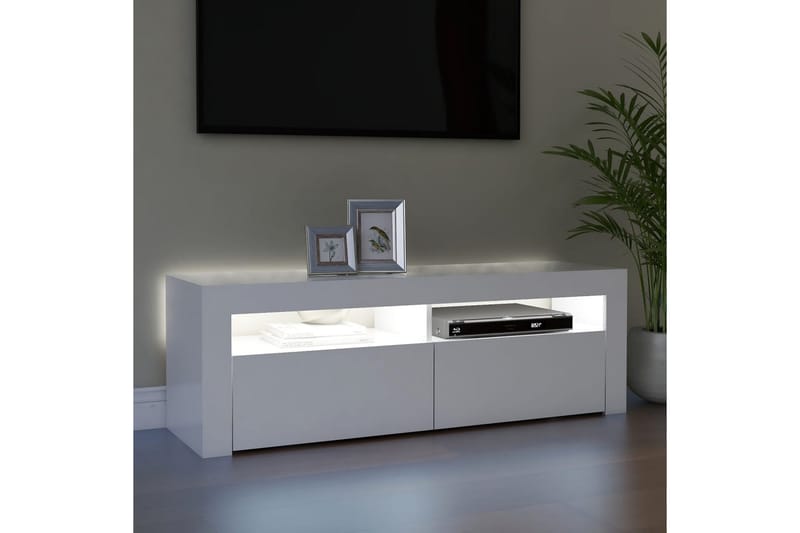 TV-bänk med LED-belysning vit 120x35x40 cm - Vit - Möbler - Tv möbel & mediamöbel - TV bänk & mediabänk