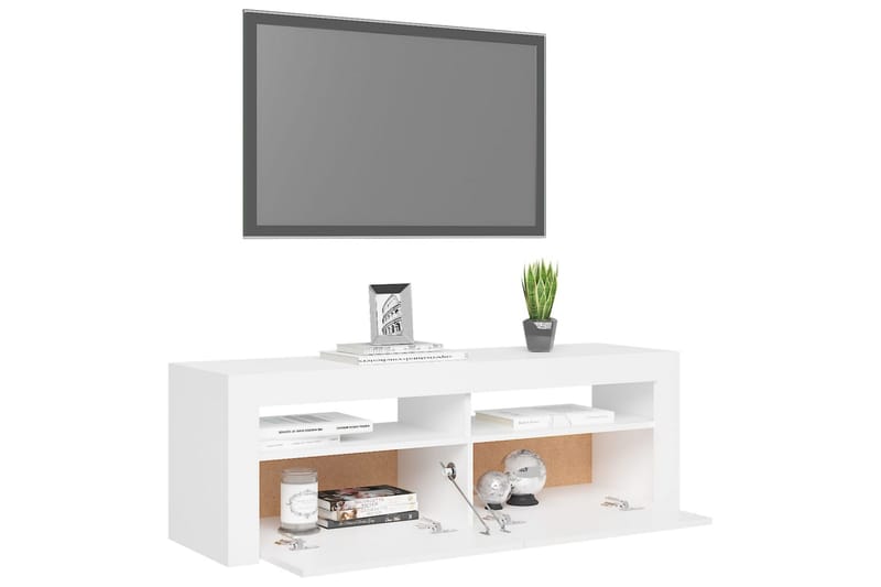 TV-bänk med LED-belysning vit 120x35x40 cm - Vit - TV bänk & mediabänk