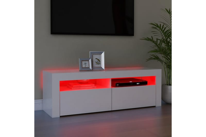 TV-bänk med LED-belysning vit 120x35x40 cm - Vit - Möbler - Tv möbel & mediamöbel - TV bänk & mediabänk
