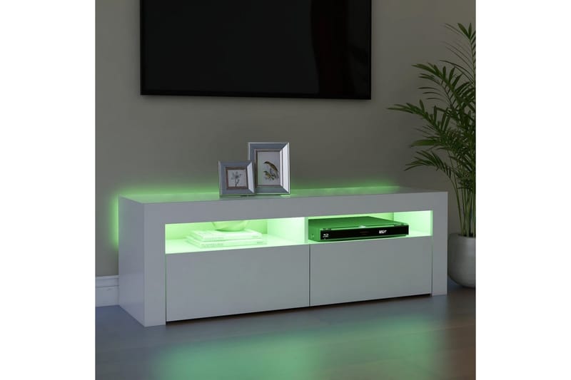 TV-bänk med LED-belysning vit 120x35x40 cm - Vit - Möbler - Tv möbel & mediamöbel - TV bänk & mediabänk