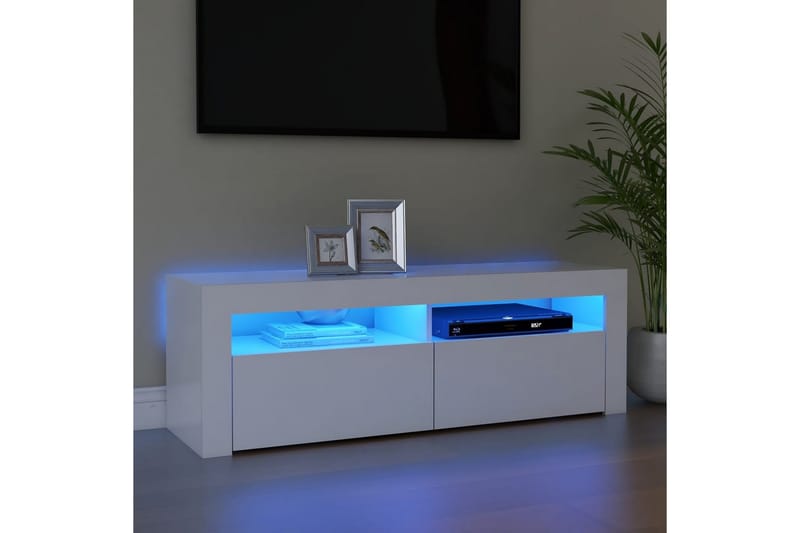 TV-bänk med LED-belysning vit 120x35x40 cm - Vit - Möbler - Tv möbel & mediamöbel - TV bänk & mediabänk