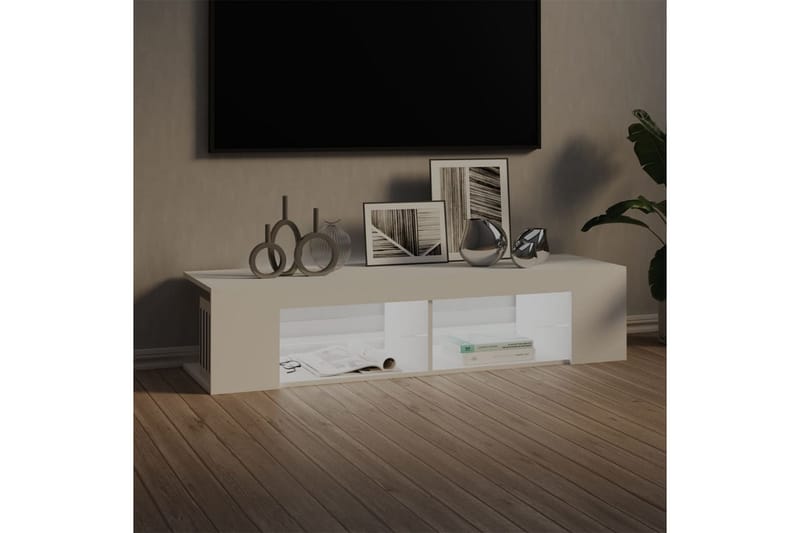 TV-bänk med LED-belysning vit 135x39x30 cm - Vit - Möbler - Tv möbel & mediamöbel - TV bänk & mediabänk