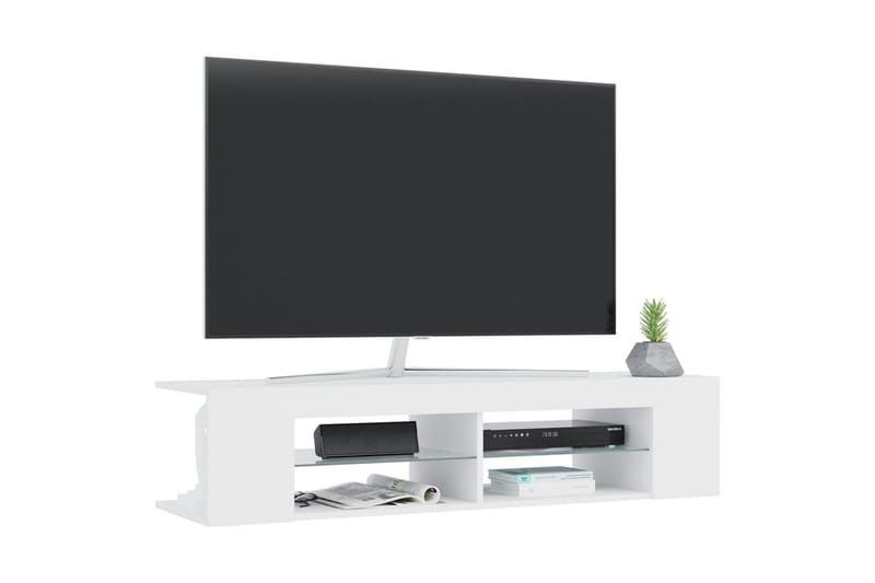 TV-bänk med LED-belysning vit 135x39x30 cm - Vit - TV bänk & mediabänk