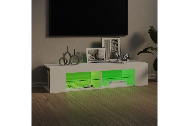 TV-bänk med LED-belysning vit 135x39x30 cm - Vit - TV bänk & mediabänk