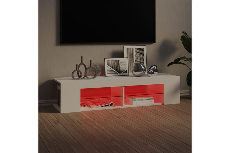 TV-bänk med LED-belysning vit 135x39x30 cm - Vit - Möbler - Tv möbel & mediamöbel - TV bänk & mediabänk