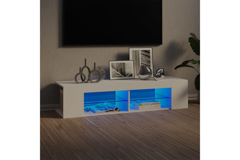 TV-bänk med LED-belysning vit 135x39x30 cm - Vit - Möbler - Tv möbel & mediamöbel - TV bänk & mediabänk