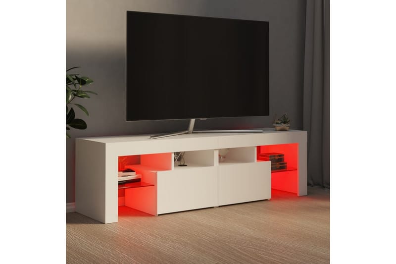 TV-bänk med LED-belysning vit 140x35x40 cm - Vit - Möbler - Tv möbel & mediamöbel - TV bänk & mediabänk