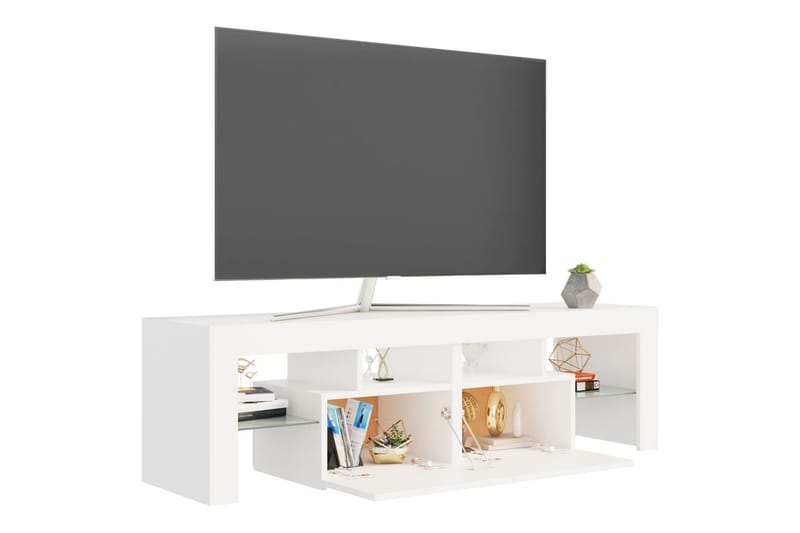 TV-bänk med LED-belysning vit 140x35x40 cm - Vit - Möbler - Tv möbel & mediamöbel - TV bänk & mediabänk