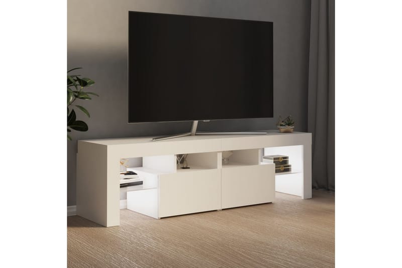 TV-bänk med LED-belysning vit 140x35x40 cm - Vit - Möbler - Tv möbel & mediamöbel - TV bänk & mediabänk