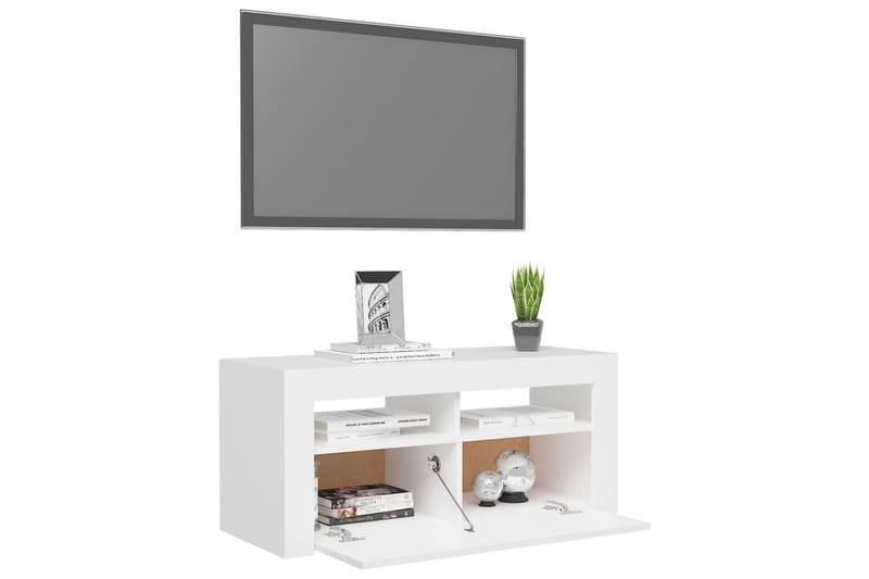 TV-bänk med LED-belysning vit 90x35x40 cm - Vit - Möbler - Tv möbel & mediamöbel - TV bänk & mediabänk