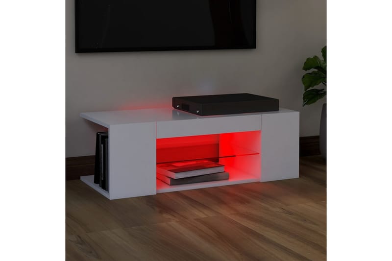 TV-bänk med LED-belysning vit 90x39x30 cm - Vit - Möbler - Tv möbel & mediamöbel - TV bänk & mediabänk