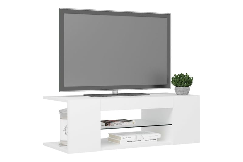 TV-bänk med LED-belysning vit 90x39x30 cm - Vit - Möbler - Tv möbel & mediamöbel - TV bänk & mediabänk