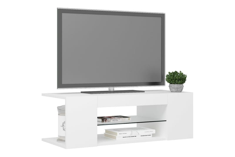 TV-bänk med LED-belysning vit 90x39x30 cm - Vit - TV bänk & mediabänk