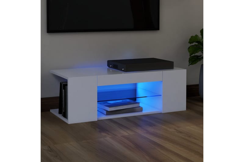 TV-bänk med LED-belysning vit 90x39x30 cm - Vit - Möbler - Tv möbel & mediamöbel - TV bänk & mediabänk