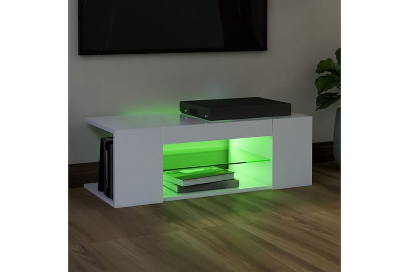 TV-bänk med LED-belysning vit 90x39x30 cm - Vit - Möbler - Tv möbel & mediamöbel - TV bänk & mediabänk