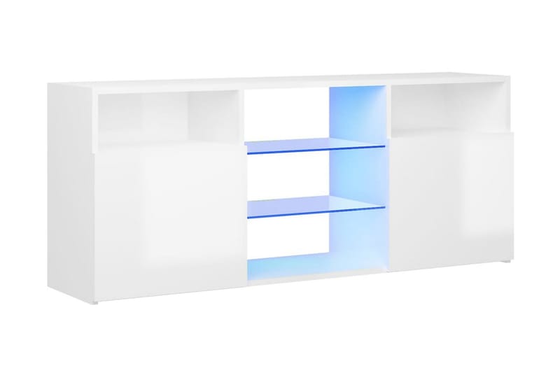 TV-bänk med LED-belysning vit högglans 120x30x50 cm - Vit - TV bänk & mediabänk