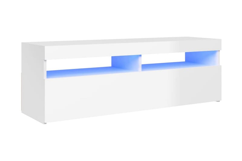 TV-bänk med LED-belysning vit högglans 120x35x40 cm - Vit - Möbler - Tv möbel & mediamöbel - TV bänk & mediabänk