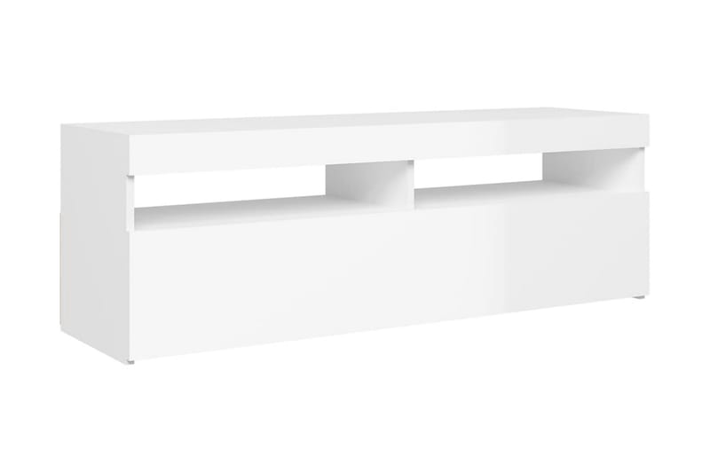 TV-bänk med LED-belysning vit högglans 120x35x40 cm - Vit - Möbler - Tv möbel & mediamöbel - TV bänk & mediabänk