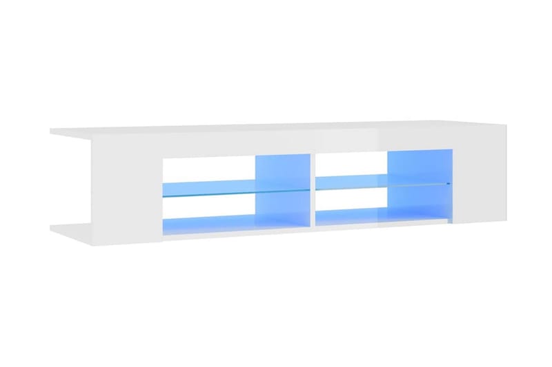 TV-bänk med LED-belysning vit högglans 135x39x30 cm - Vit - Möbler - Tv möbel & mediamöbel - TV bänk & mediabänk