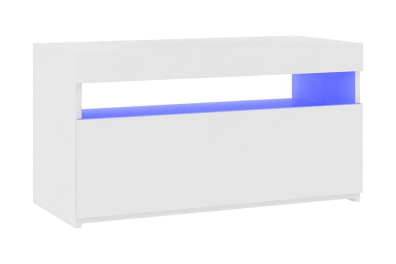 Tv-bänk med LED-belysning vit högglans 75x35x40 cm - Vit - Möbler - Tv möbel & mediamöbel - TV bänk & mediabänk