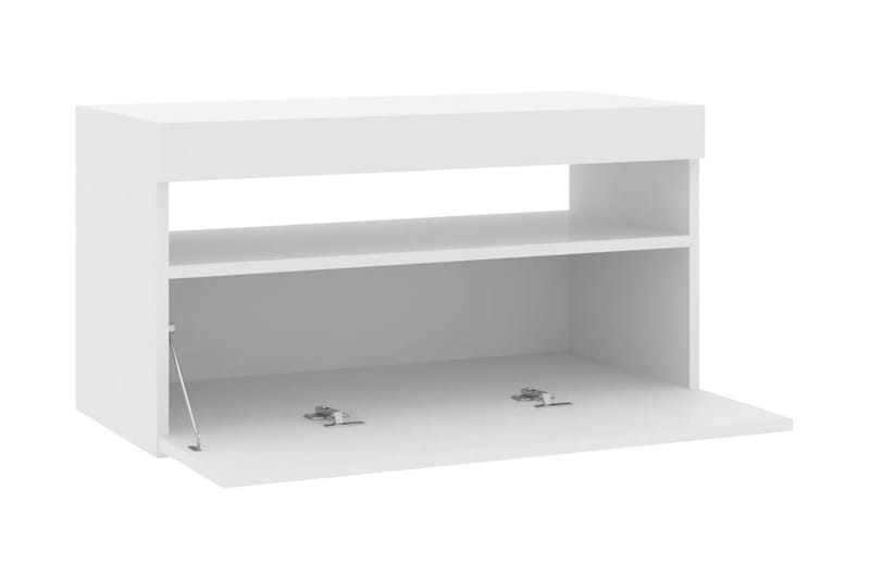 Tv-bänk med LED-belysning vit högglans 75x35x40 cm - Vit - TV bänk & mediabänk