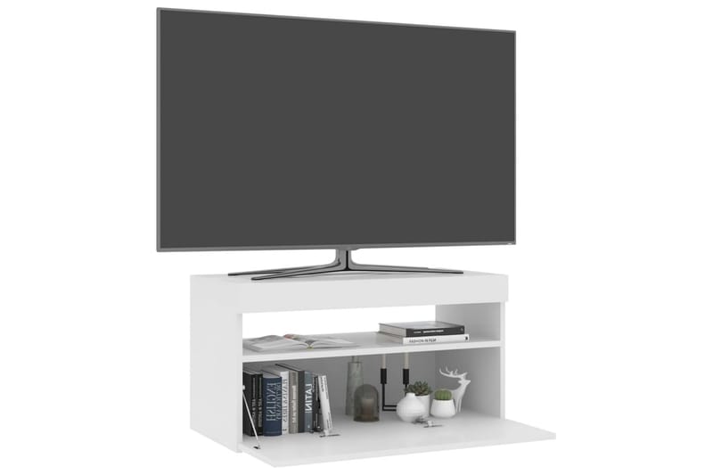 Tv-bänk med LED-belysning vit högglans 75x35x40 cm - Vit - Möbler - Tv möbel & mediamöbel - TV bänk & mediabänk