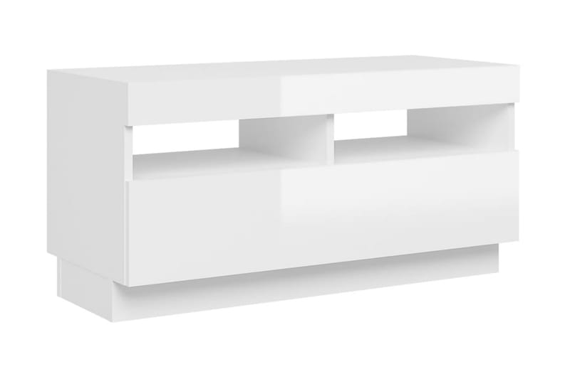 TV-bänk med LED-belysning vit högglans 80x35x40 cm - Vit - Möbler - Tv möbel & mediamöbel - TV bänk & mediabänk