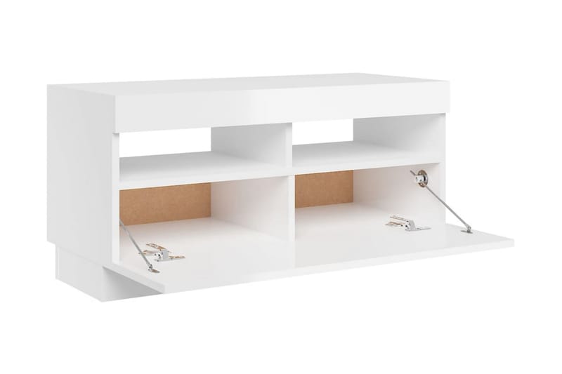 TV-bänk med LED-belysning vit högglans 80x35x40 cm - Vit - Möbler - Tv möbel & mediamöbel - TV bänk & mediabänk