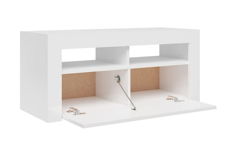 TV-bänk med LED-belysning vit högglans 90x35x40 cm - Vit - Möbler - Tv möbel & mediamöbel - TV bänk & mediabänk