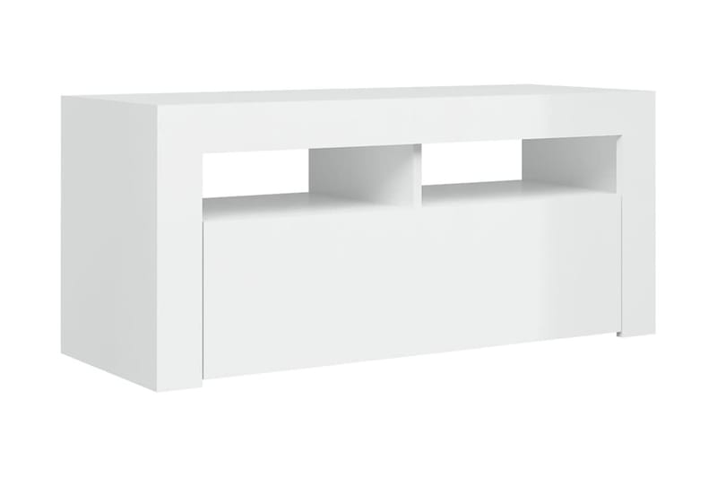 TV-bänk med LED-belysning vit högglans 90x35x40 cm - Vit - Möbler - Tv möbel & mediamöbel - TV bänk & mediabänk