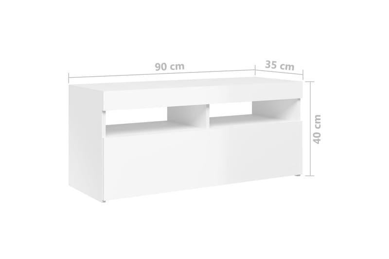 TV-bänk med LED-belysning vit högglans 90x35x40 cm - Vit - Möbler - Tv möbel & mediamöbel - TV bänk & mediabänk