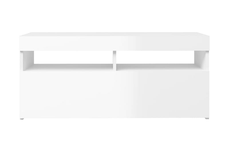 TV-bänk med LED-belysning vit högglans 90x35x40 cm - Vit - Möbler - Tv möbel & mediamöbel - TV bänk & mediabänk