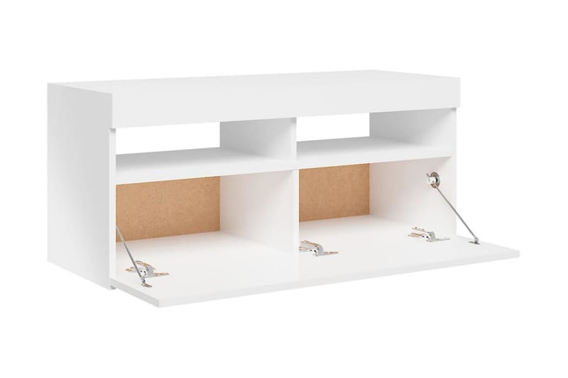 TV-bänk med LED-belysning vit högglans 90x35x40 cm - Vit - Möbler - Tv möbel & mediamöbel - TV bänk & mediabänk