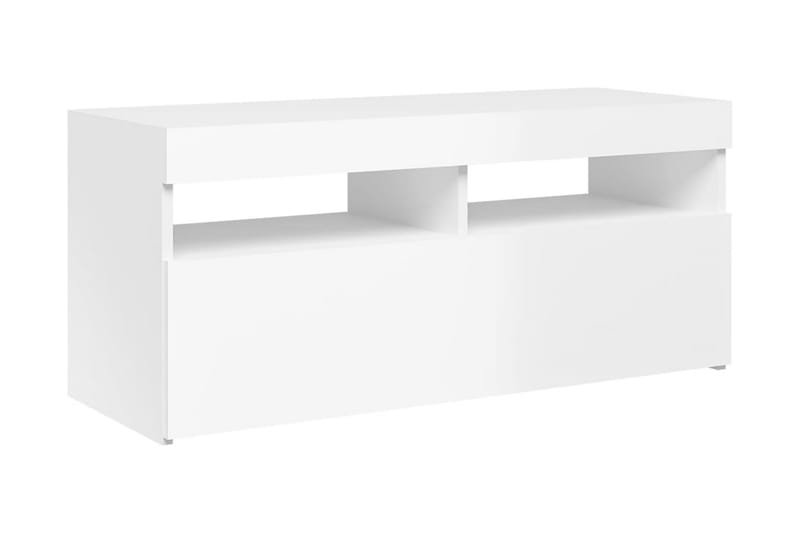 TV-bänk med LED-belysning vit högglans 90x35x40 cm - Vit - Möbler - Tv möbel & mediamöbel - TV bänk & mediabänk