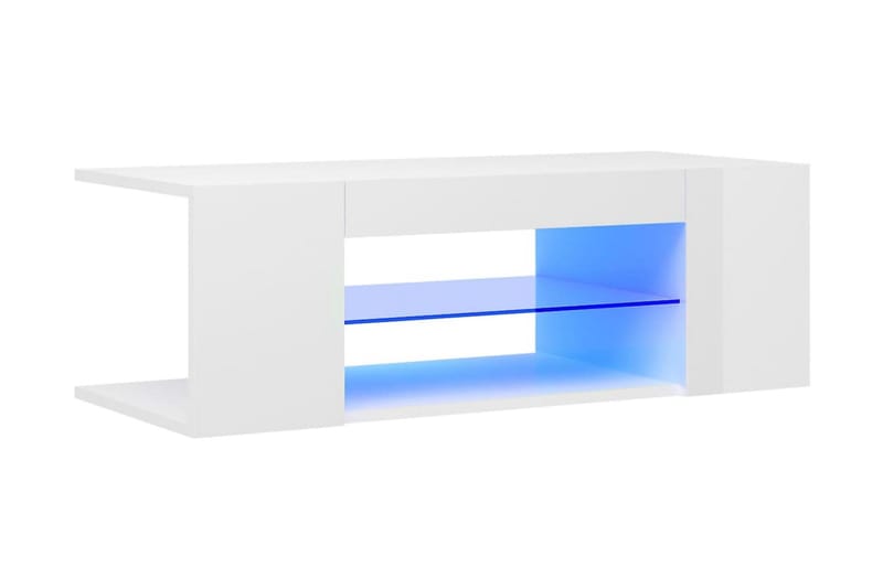 TV-bänk med LED-belysning vit högglans 90x39x30 cm - Vit - TV bänk & mediabänk