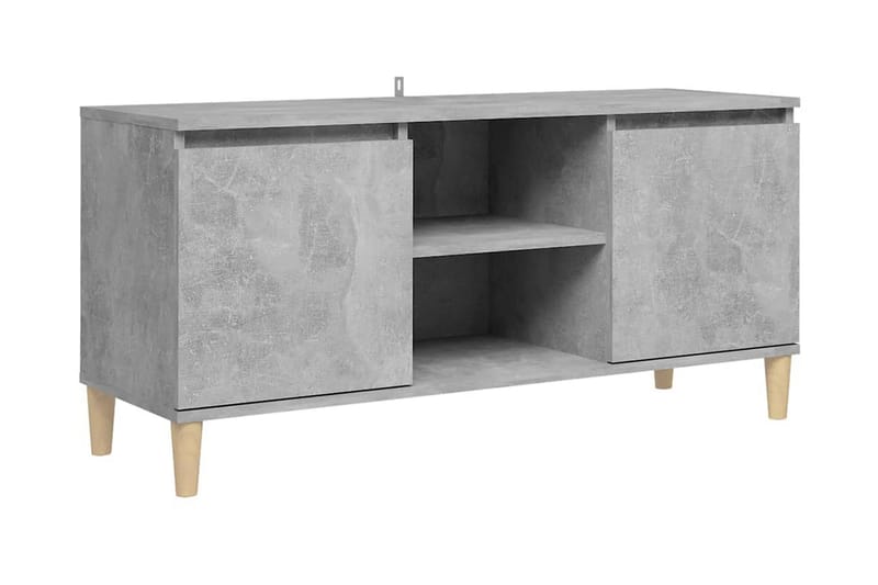 TV-bänk med massiva ben betonggrå 103,5x35x50 cm - Grå - Möbler - Tv möbel & mediamöbel - TV bänk & mediabänk