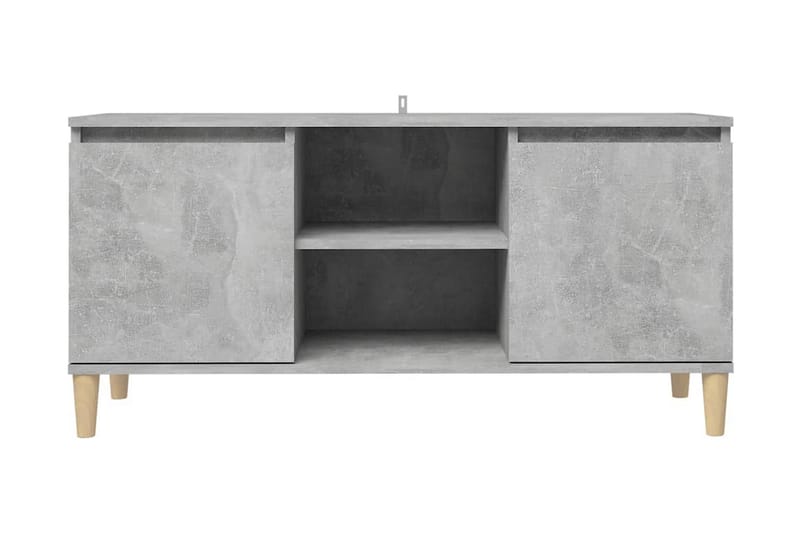 TV-bänk med massiva ben betonggrå 103,5x35x50 cm - Grå - TV bänk & mediabänk