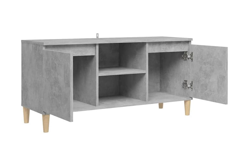 TV-bänk med massiva ben betonggrå 103,5x35x50 cm - Grå - TV bänk & mediabänk