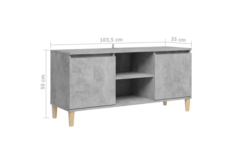 TV-bänk med massiva ben betonggrå 103,5x35x50 cm - Grå - Möbler - Tv möbel & mediamöbel - TV bänk & mediabänk