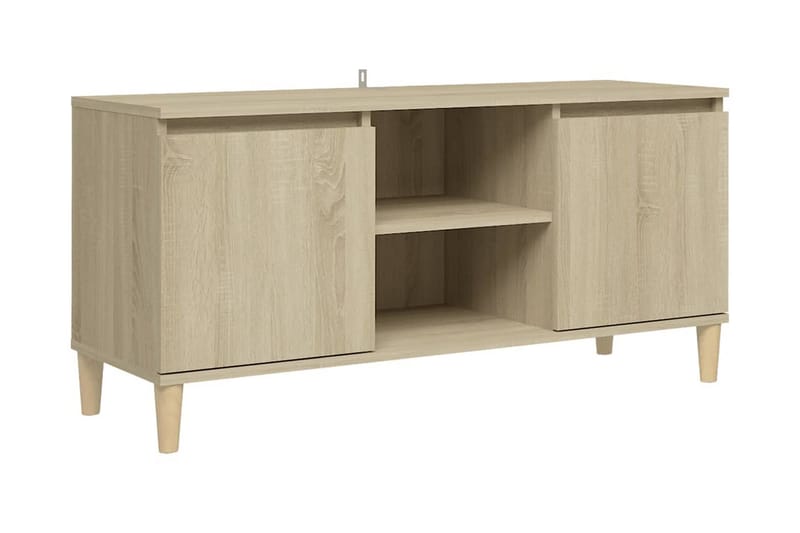TV-bänk med massiva ben sonoma-ek 103,5x35x50 cm - Brun - Möbler - Tv möbel & mediamöbel - TV bänk & mediabänk