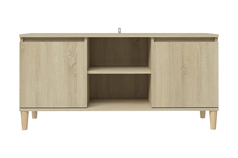 TV-bänk med massiva ben sonoma-ek 103,5x35x50 cm - Brun - Möbler - Tv möbel & mediamöbel - TV bänk & mediabänk