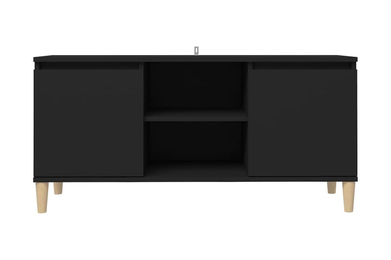 TV-bänk med massiva ben svart 103,5x35x50 cm - Svart - Möbler - Tv möbel & mediamöbel - TV bänk & mediabänk