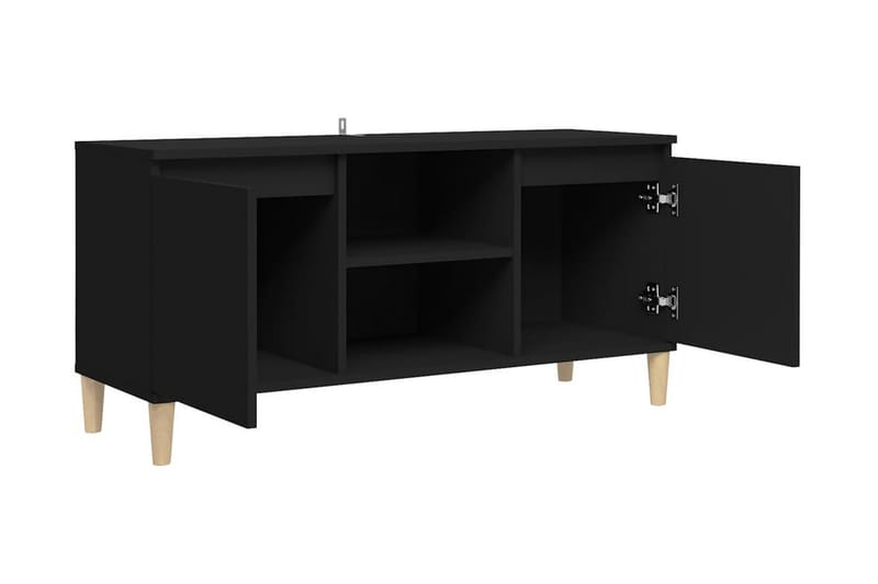 TV-bänk med massiva ben svart 103,5x35x50 cm - Svart - TV bänk & mediabänk