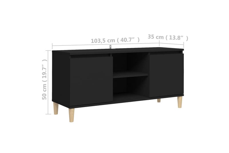TV-bänk med massiva ben svart 103,5x35x50 cm - Svart - Möbler - Tv möbel & mediamöbel - TV bänk & mediabänk