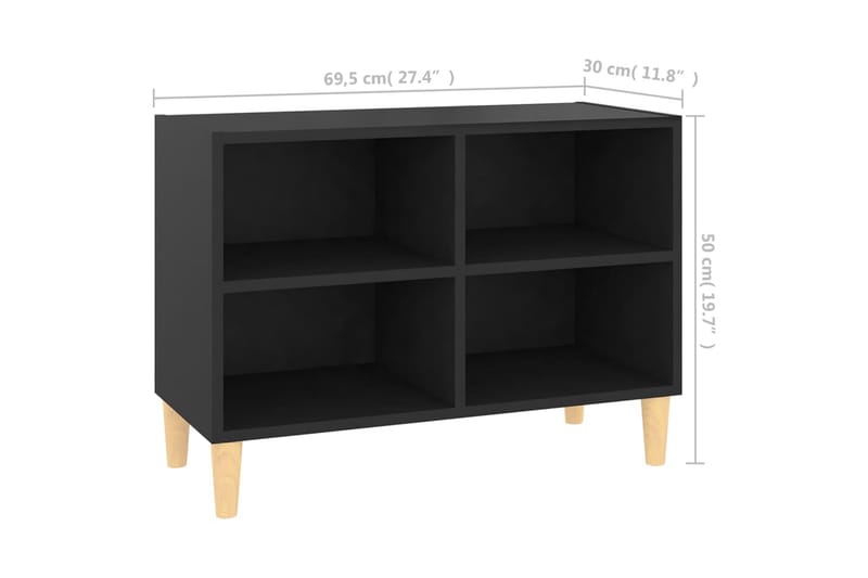 TV-bänk med massiva ben svart 69,5x30x50 cm - Svart - Möbler - Tv möbel & mediamöbel - TV bänk & mediabänk
