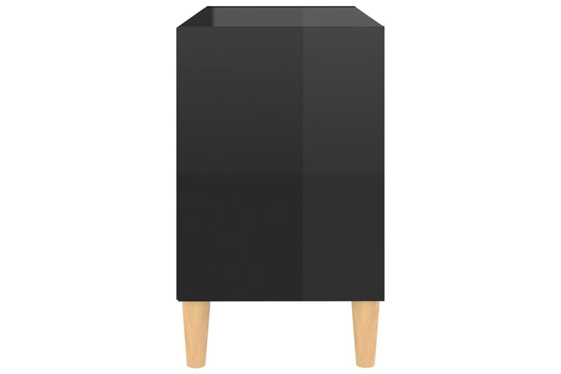 TV-bänk med massiva ben svart högglans 69,5x30x50 cm - Svart - TV bänk & mediabänk