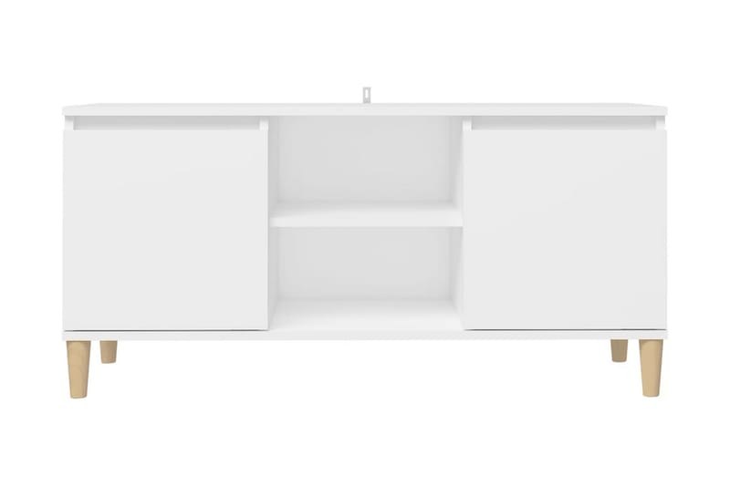 TV-bänk med massiva ben vit 103,5x35x50 cm - Vit - Möbler - Tv möbel & mediamöbel - TV bänk & mediabänk